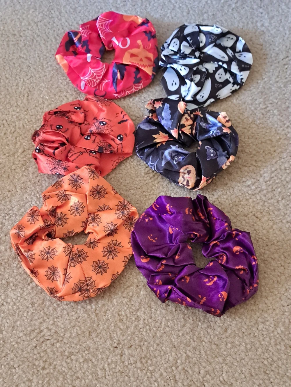 Kids Halloween Scrunchie Set - Purple, Orange, Black, Red, White